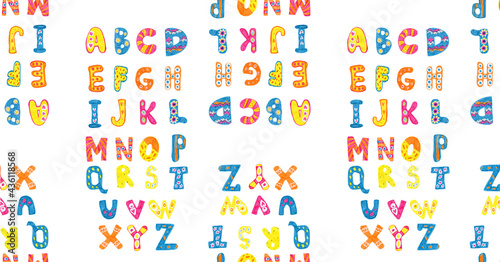 Baner for social networks with educational content bright colored letters English alphabet