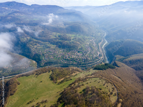 Aerial view of Iskar river Gorge near village of Milanovo, Bulgaria © Stoyan Haytov