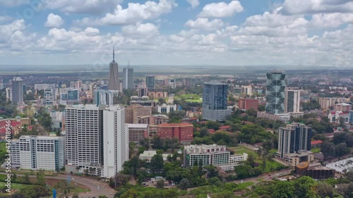 Drone video of city Nairobi capital of Kenya, Africa. photo