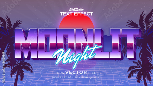 Editable text style effect - retro summer text in 80s style theme