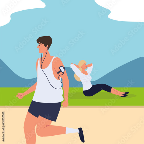 people making exercises