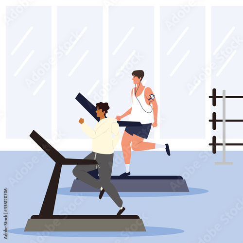 men running on treadmill