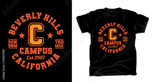 Beverly hills campus varsity typography t-shirt design