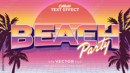 Editable text style effect - retro summer text in 80s style theme