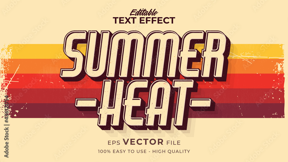 Editable text style effect - retro summer text in grunge style theme - obrazy, fototapety, plakaty 