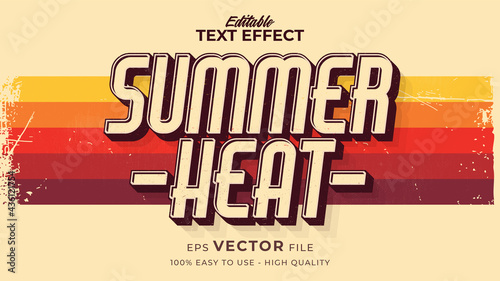 Editable text style effect - retro summer text in grunge style theme photo