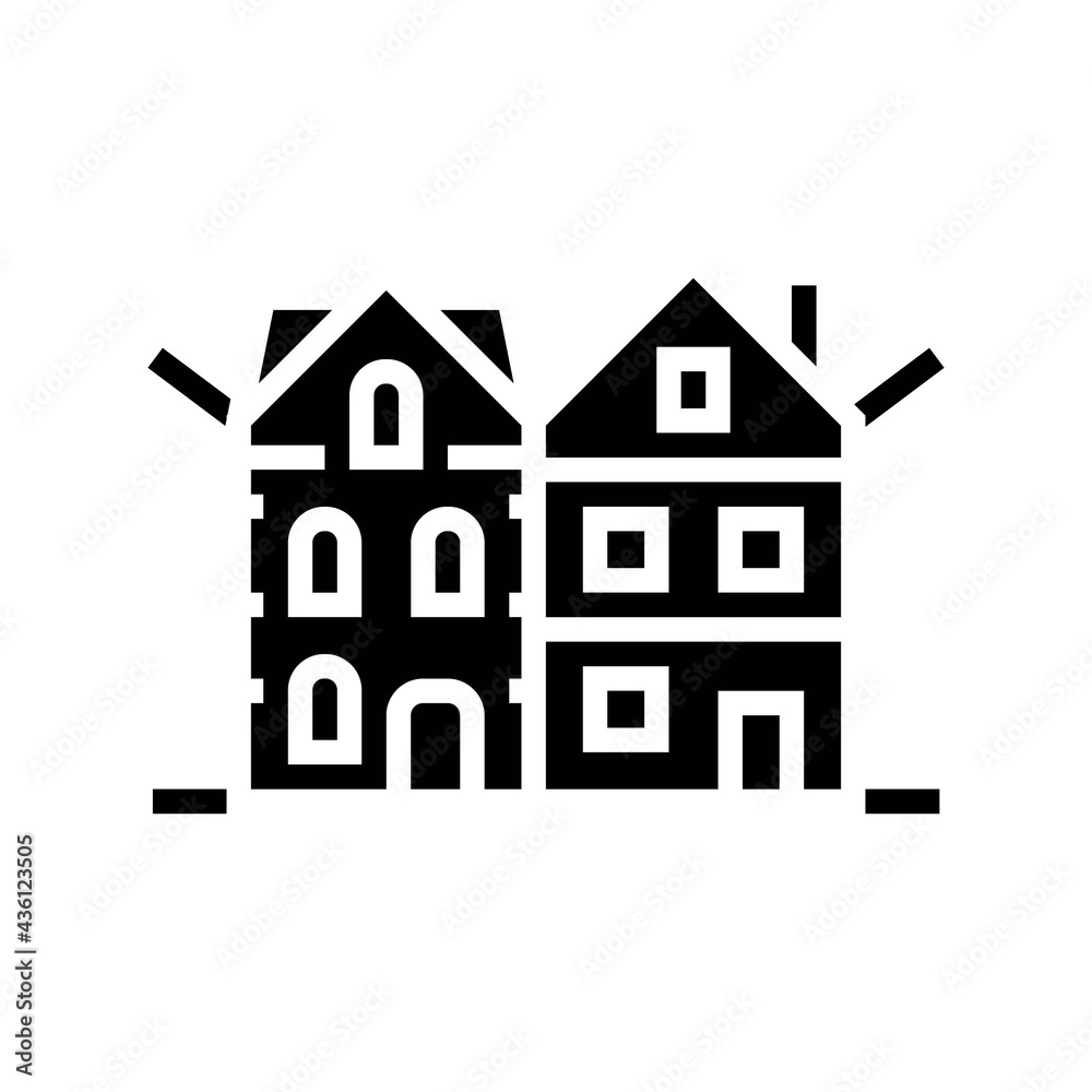 townhome house glyph icon vector. townhome house sign. isolated contour symbol black illustration