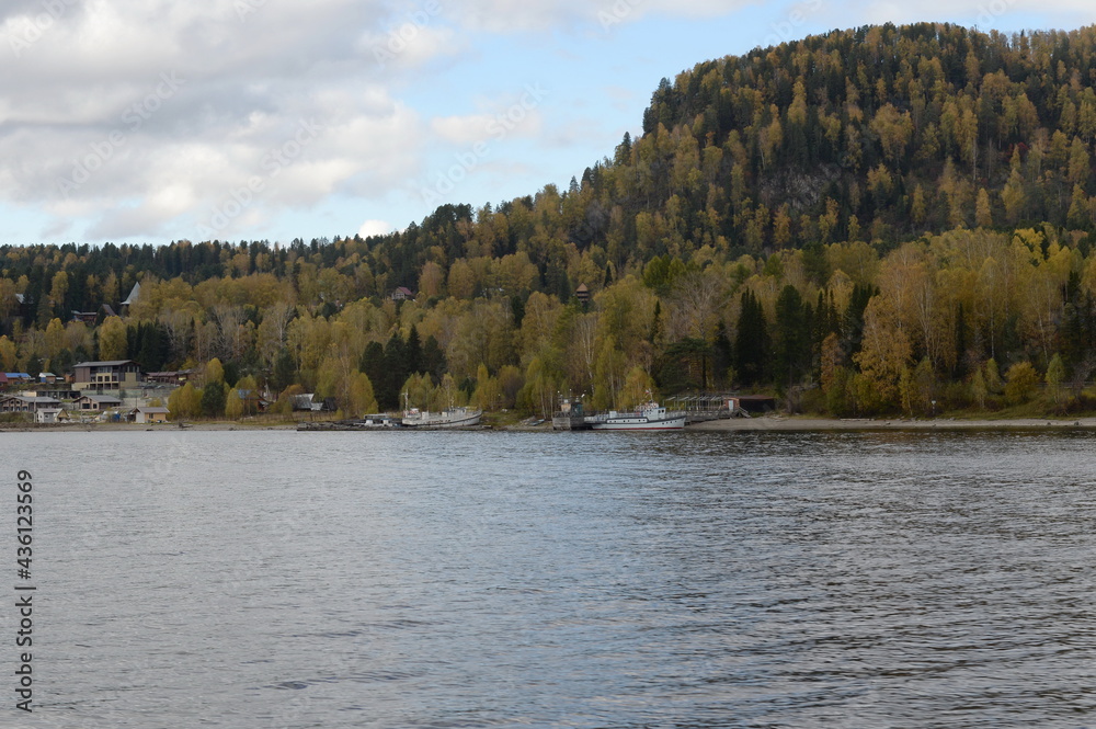 The Taiga village of Artybash on the shore of Lake Teletskoye. Altai Republic The Taiga village of Artybash on the shore of Lake Teletskoye. Altai Republic