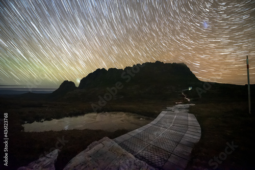 Star Trails over Cradle Mountain Summit and the Overland Track