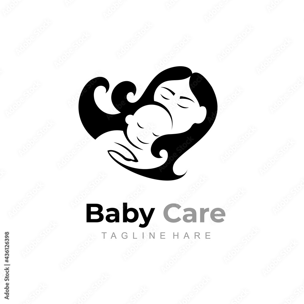 Baby care logo vector image, Mom and kids logo stock vector Baby care logo vector image, Mom and kids logo stock vector