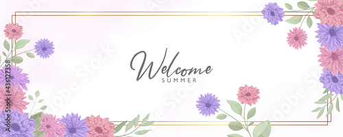 Minimalist floral banner with a summer theme © CLton