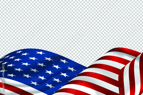 waving flag of the United States of America. illustration of wavy American Flag for Independence Day. American flag on transparent background - vector illustration.
