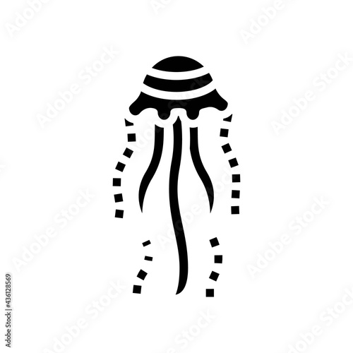 jellyfish ocean glyph icon vector. jellyfish ocean sign. isolated contour symbol black illustration