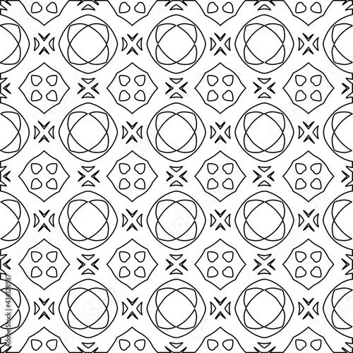 Geometric vector pattern with Black and white colors. Seamless abstract ornament for wallpapers and backgrounds.