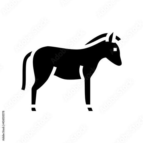 donkey domestic animal glyph icon vector. donkey domestic animal sign. isolated contour symbol black illustration