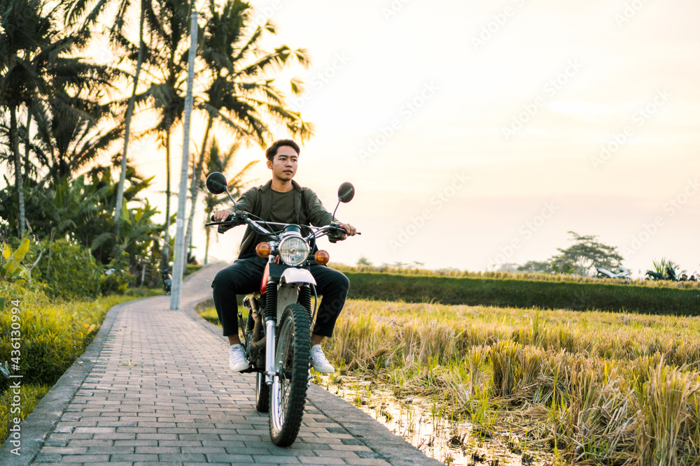 A man riding a motorcycle