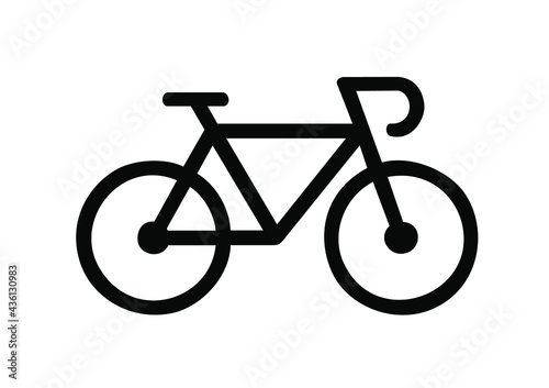 BICYCLE ICON ISOLATED, BLACK WITH WHITE BACKGROUND VECTOR