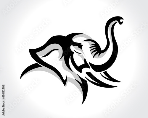 elephant drawing art logo design template illustration