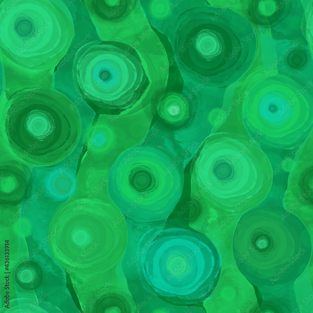 Emerald green seamless abstract background with round blurry shapes. Emerald green seamless abstract background with round blurry shapes.