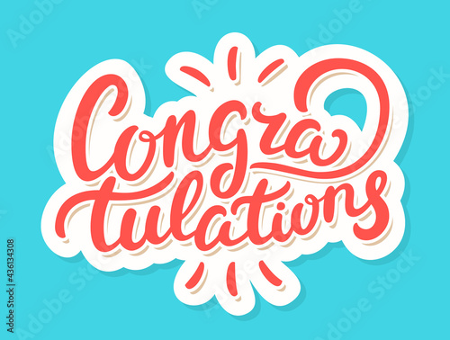 Congratulations. Vector handwritten lettering card.