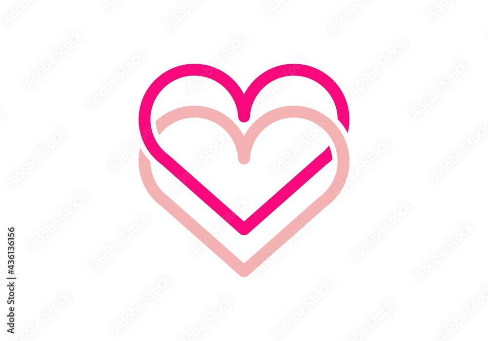 Pink color of twin love heart