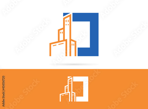 Letter O city logo design. Vector combination of  building and letter