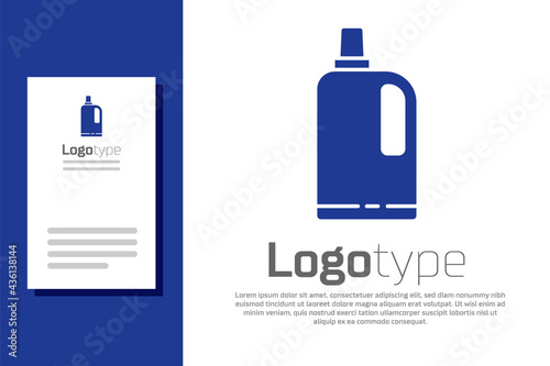 Blue Fabric softener icon isolated on white background. Liquid laundry detergent, conditioner, cleaning agent, bleach. Logo design template element. Vector Illustration