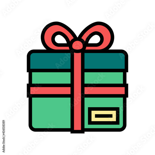 gift box with ribbon bow color icon vector. gift box with ribbon bow sign. isolated symbol illustration
