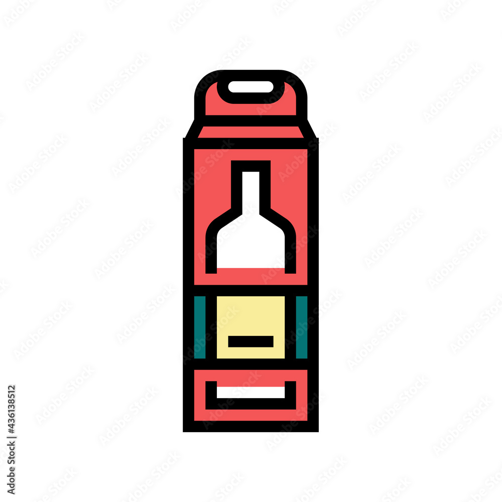 bottle of alcohol box color icon vector. bottle of alcohol box sign. isolated symbol illustration - obrazy, fototapety, plakaty 