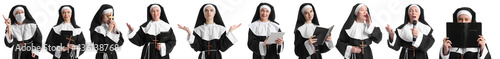 Group of nuns on white back...