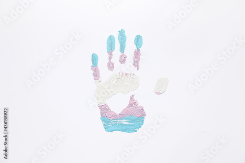 Palm print on white background. Concept of transgender