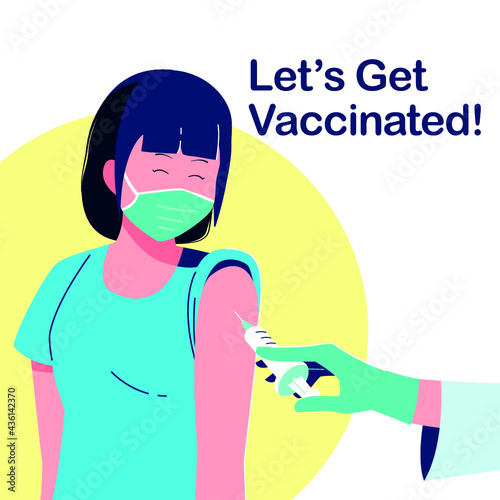 vaccination concept for immunity health. Covid-19, Doctor or nurse in the medical office vaccinates a woman