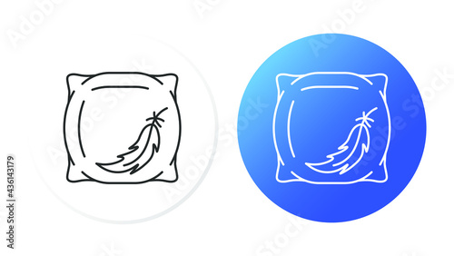 button, two line icons, feather pillow