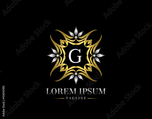  Letter G Golden Luxury Badge Logo Design. Graceful Ornate Icon Vector Design.