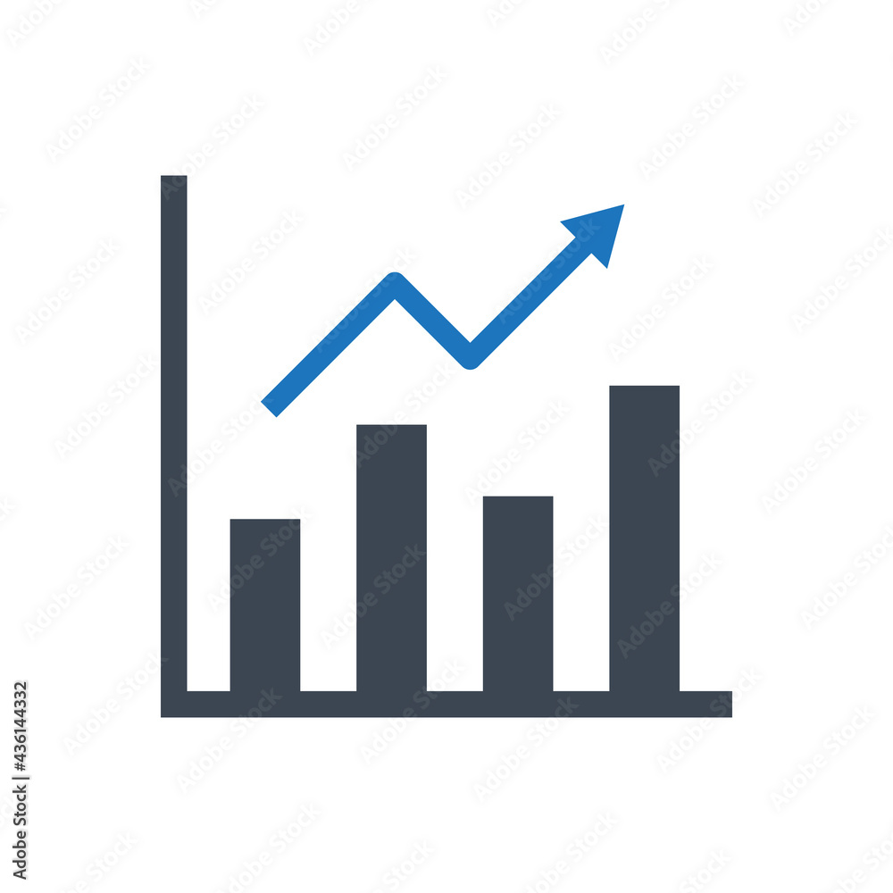 Growth bar chart icon vector graphic illustration Growth bar chart icon vector graphic illustration