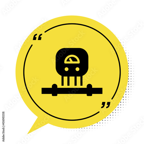 Black Smart sensor system icon isolated on white background. Internet of things concept with wireless connection. Yellow speech bubble symbol. Vector