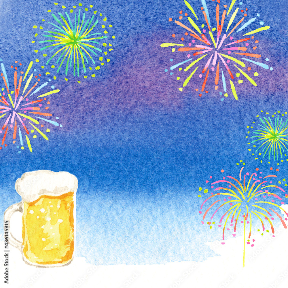 ビールと花火の背景イラスト Stock イラスト Adobe Stock