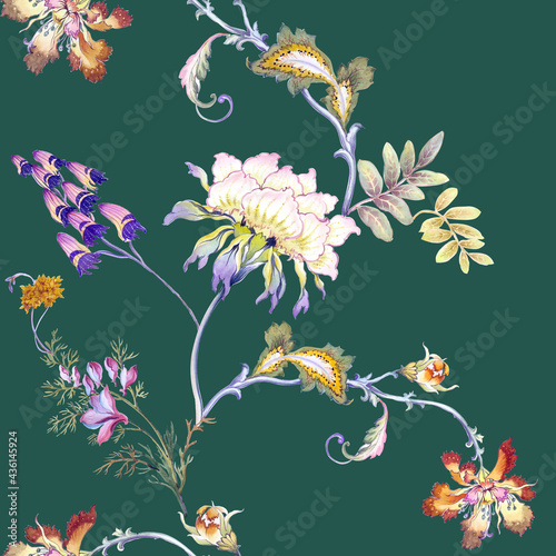 Wallpaper Mural Flowers watercolor illustration.Manual composition.Seamless pattern.Design for cover, fabric, textile, wrapping paper . Torontodigital.ca