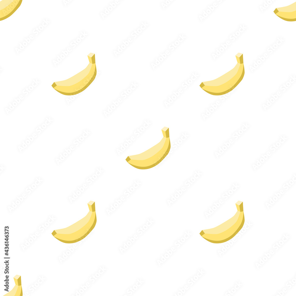 3-d rendering. Creative banana seamless pattern on white background in flat style. Clean graphic design. 