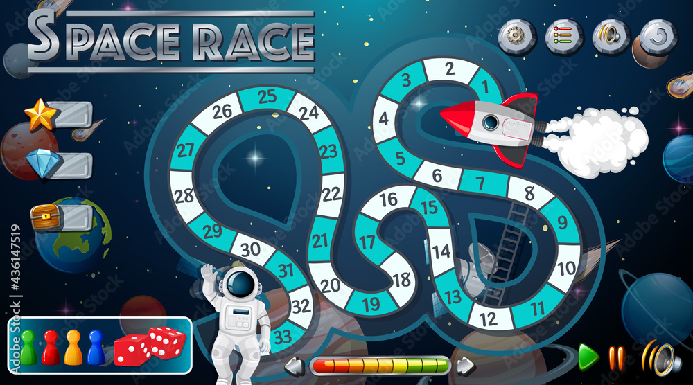© GraphicsRF - Snake and ladders game template with space theme © GraphicsRF - Snake and ladders game template with space theme
