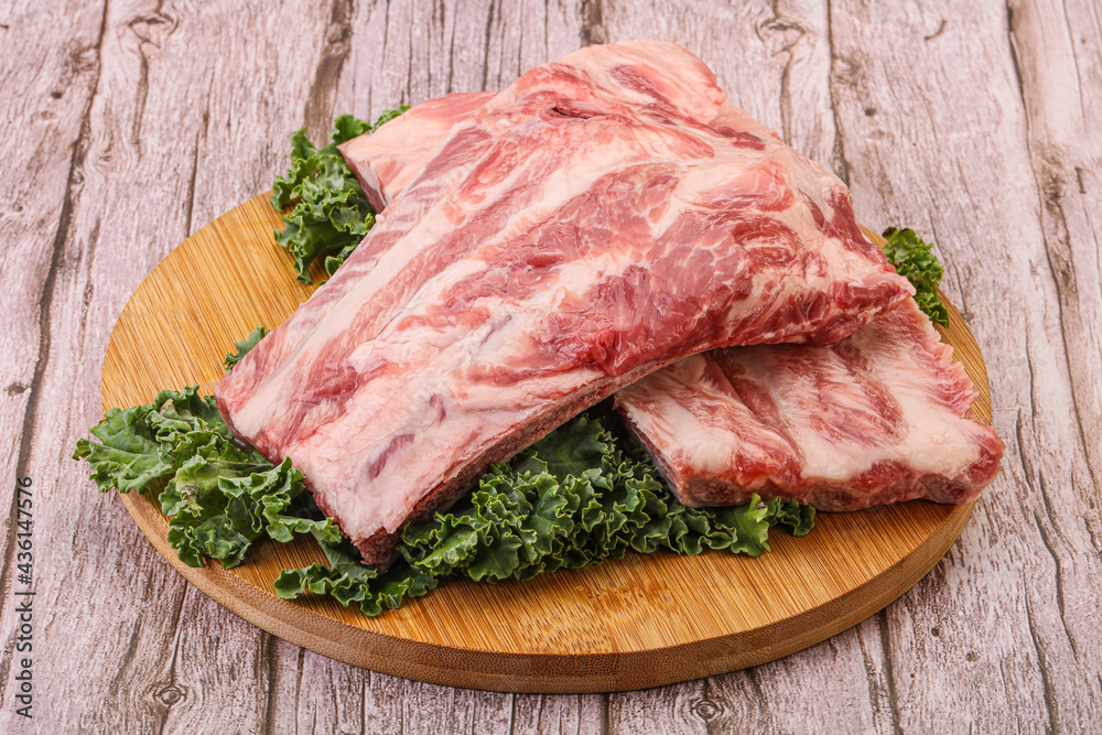 Raw pork ribs for cooking