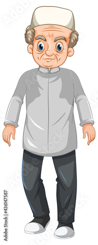 Old muslim grandfather cartoon character