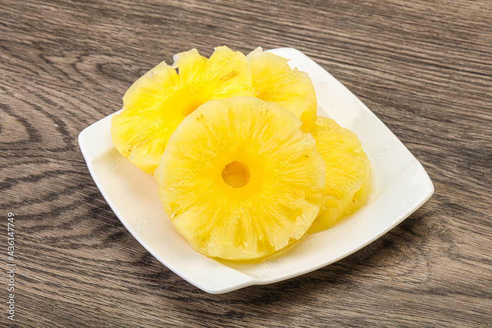 Sweet pineapple rings in the bowl Sweet pineapple rings in the bowl