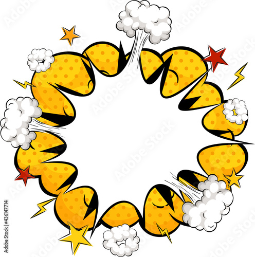 Blank boom comic speech bubble on white background