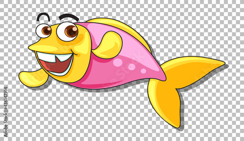 A fish cartoon character isolated on transparent background