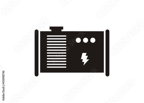Generator engine. Simple icon in black and white.