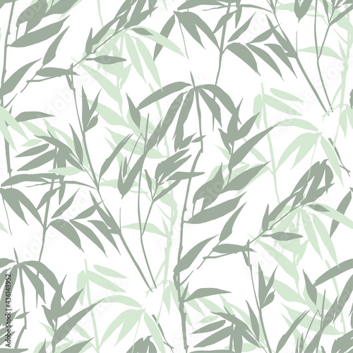 Fotografie, Tablou Hand drawn bamboo sketch seamless pattern