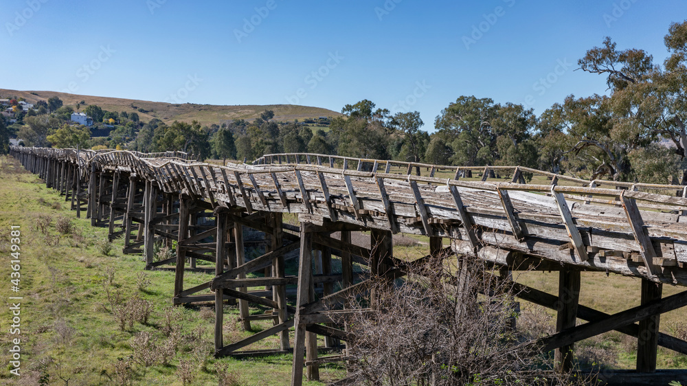 Prince Alfred Bridge, Gundagai, NSW, Australia - a unique example of an early timber span bridge
