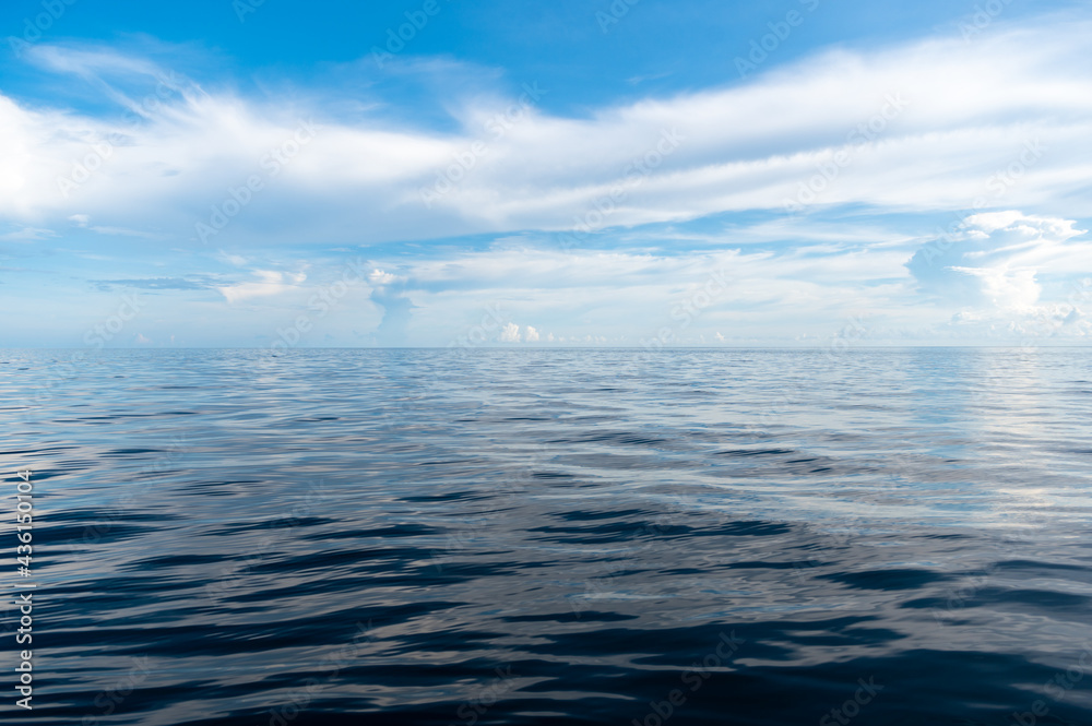 Calm Sea and Blue Sky Background.