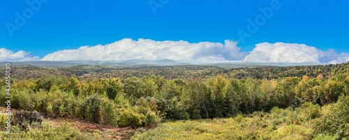 panoramic landscape from Route No 9 in Vermont to the green mountains